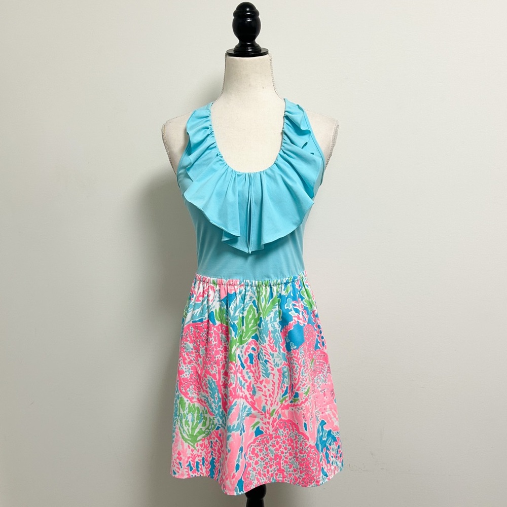 Lilly Pulitzer Lets Cha Cha Danita Racerback Sleeveless Ocean Print Mini Dress